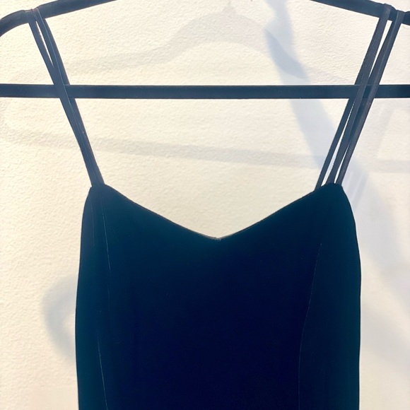 Vintage Velvet Le Chateau Black Lace-Up Mini Flate Dress Like New - Picture 5 of 6